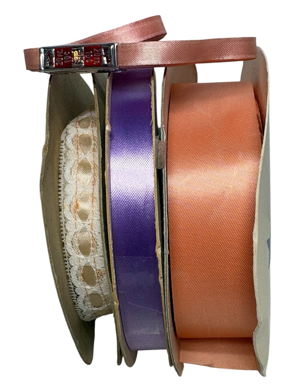Peach and Lavender Satin Ribbon Set - Multi-Pack Craft Ribbon